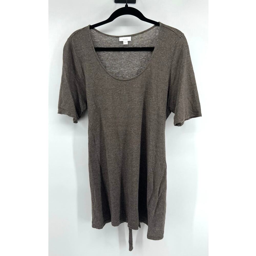 purejill J.Jill Linen Blend Short Sleeve Tunic Top Size L Waist Tie